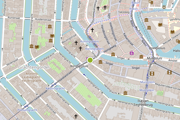 Ambulance-melding op Koningsplein, Amsterdam op 25 juli, kaart-overzicht