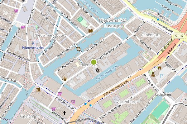 Ambulance + Politie samen ter plaatse op Nieuwe Uilenburgerstraat, Amsterdam op 25 juli, kaart-overzicht nieuws-bericht