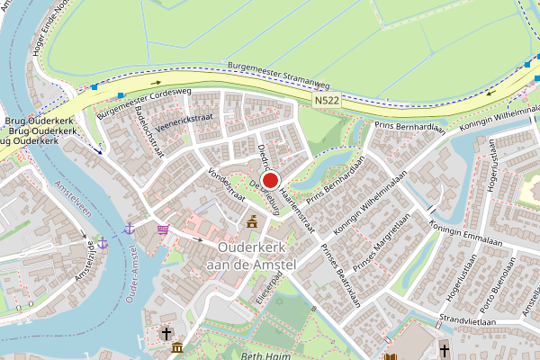 Brandweer-melding op De Drieburg, Ouderkerk aan de Amstel op 25 juli, kaart-overzicht