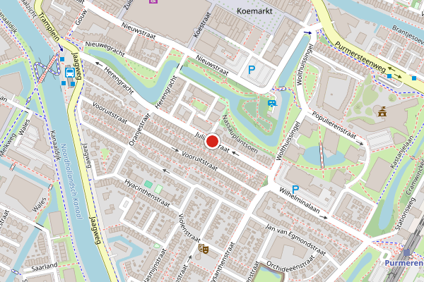 Brandweer-melding op Julianastraat, Purmerend op 25 juli, kaart-overzicht