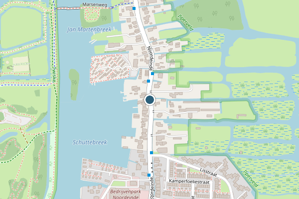 Politie-melding op Noordeinde, Landsmeer op 25 juli, kaart-overzicht