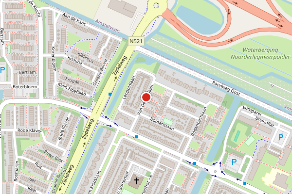 Brandweer-melding op Leopoldlaan, Uithoorn op 25 juli, kaart-overzicht