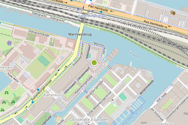Ambulance-melding op Ravenwerf, Amsterdam op 25 juli, kaart-overzicht