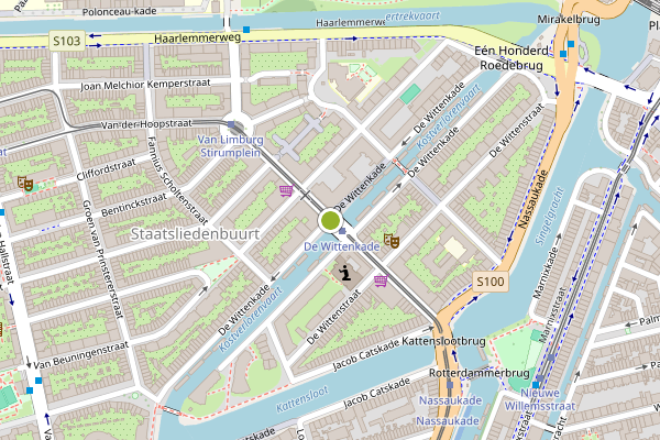 Ambulance-melding op De Wittenkade, Amsterdam op 25 juli, kaart-overzicht