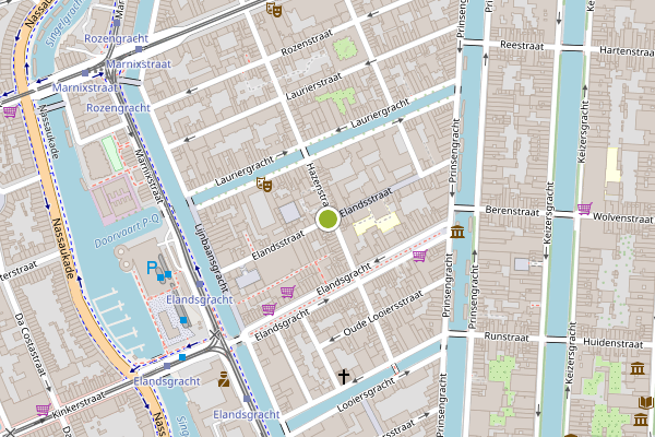 Ambulance-melding op Elandsstraat, Amsterdam op 25 juli, kaart-overzicht
