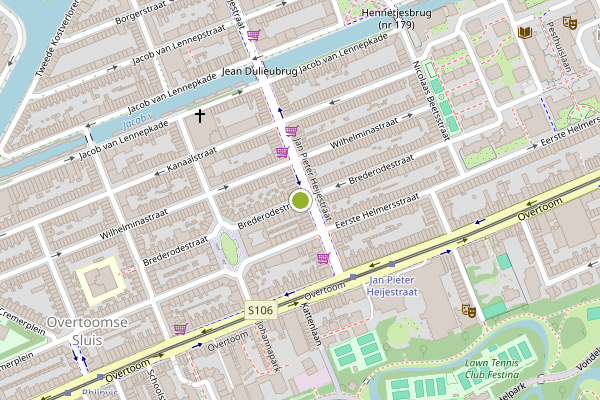 Ambulance-melding op Brederodestraat, Amsterdam op 25 juli, kaart-overzicht