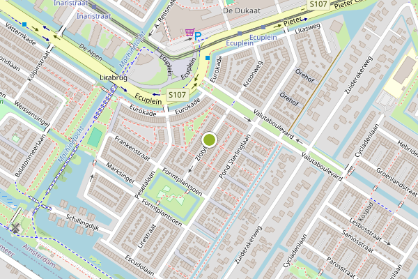 Ambulance-melding op Zlotylaan, Amsterdam op 25 juli, kaart-overzicht