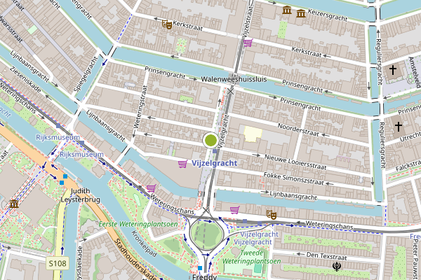 Ambulance-melding op Vijzelgracht, Amsterdam op 25 juli, kaart-overzicht