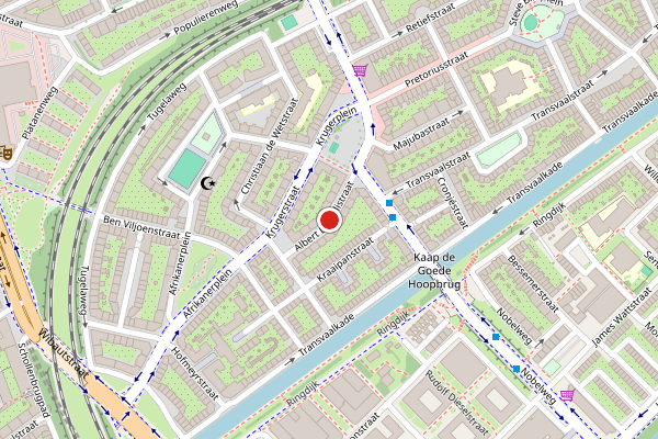 Brandweer-melding op Albert Luthulistraat, Amsterdam op 25 juli, kaart-overzicht
