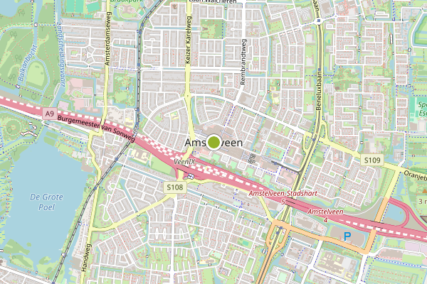 Ambulance-melding op Brug0586, Amstelveen op 16 mei, kaart-overzicht