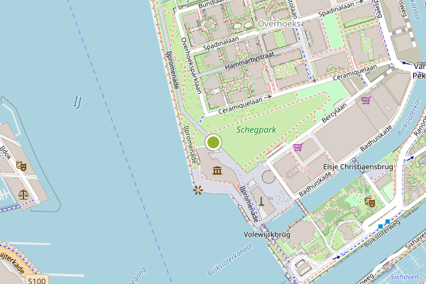 Ambulance-melding op IJpromenade, Amsterdam op 25 juli, kaart-overzicht