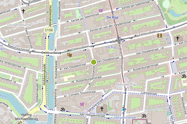 Ambulance-melding op Dusartstraat, Amsterdam op 26 juli, kaart-overzicht