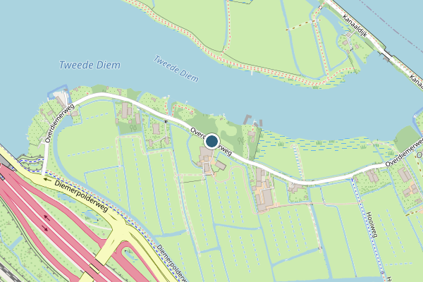Politie-melding op Overdiemerweg, Diemen op 14 mei, kaart-overzicht