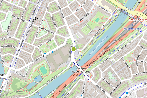 Ambulance-melding op Buiksloterweg, Amsterdam op 26 juli, kaart-overzicht