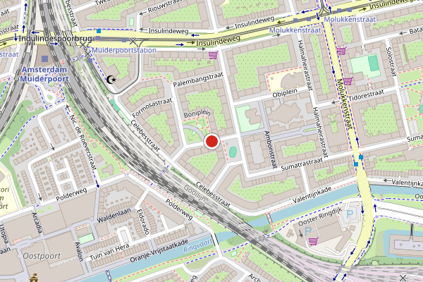 Brandweer-melding op Bonistraat, Amsterdam op 26 juli, kaart-overzicht