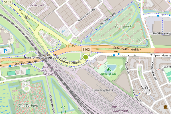 Ambulance-melding op Spaarndammerdijk, Amsterdam op 26 juli, kaart-overzicht
