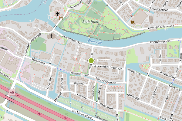 Ambulance-melding op Theresiastraat, Ouderkerk aan de Amstel op 17 mei, kaart-overzicht