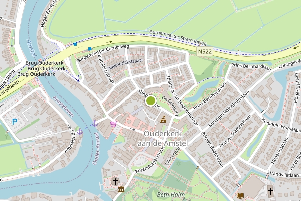 Ambulance-melding op Vondelstraat, Ouderkerk aan de Amstel op 15 mei, kaart-overzicht