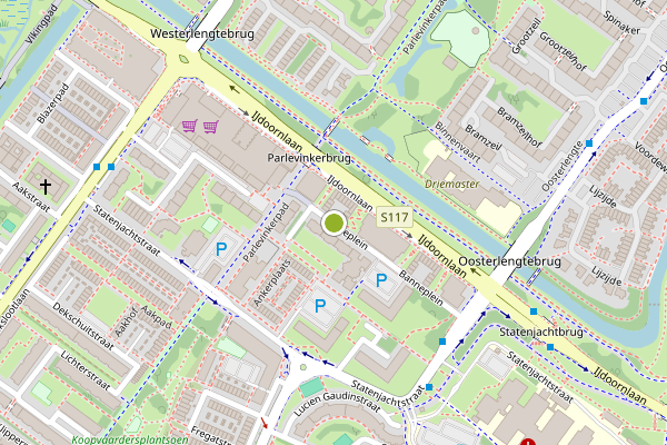Ambulance-melding op Banneplein, Amsterdam op 26 juli, kaart-overzicht