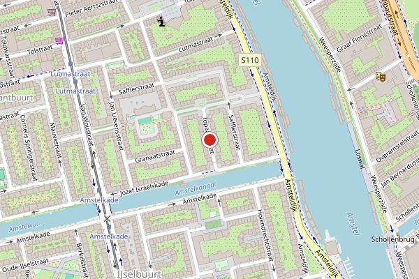 Brandweer-melding op Topaasstraat, Amsterdam op 26 juli, kaart-overzicht