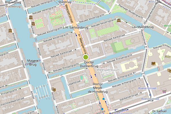 Ambulance-melding op Weesperstraat, Amsterdam op 26 juli, kaart-overzicht