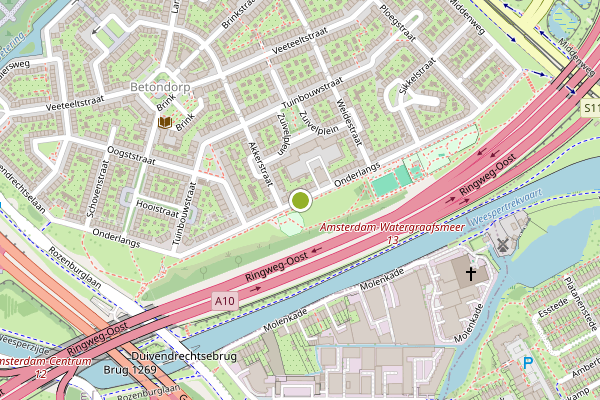 Ambulance-melding op Onderlangs, Amsterdam op 26 juli, kaart-overzicht