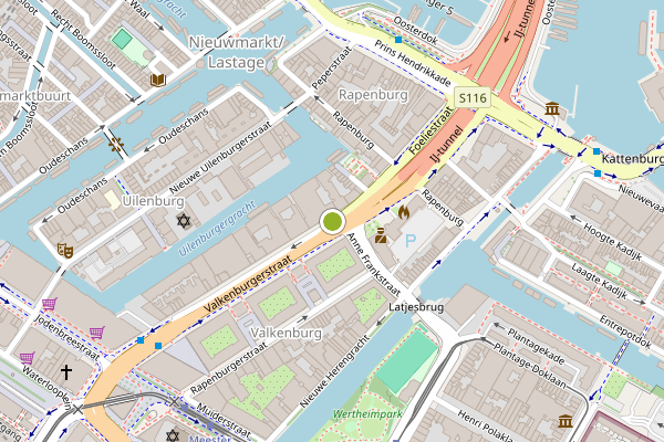 Ambulance-melding op Valkenburgerstraat, Amsterdam op 26 juli, kaart-overzicht