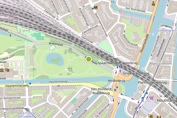 Ambulance-melding op Westerpark, Amsterdam op 26 juli, kaart-overzicht