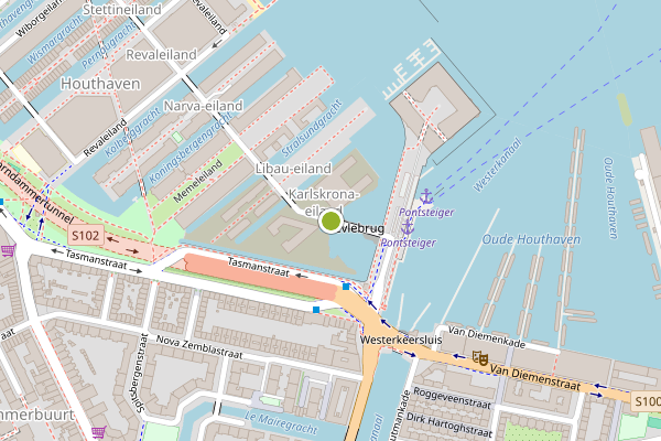 Ambulance-melding op Karlskrona-eiland, Amsterdam op 26 juli, kaart-overzicht