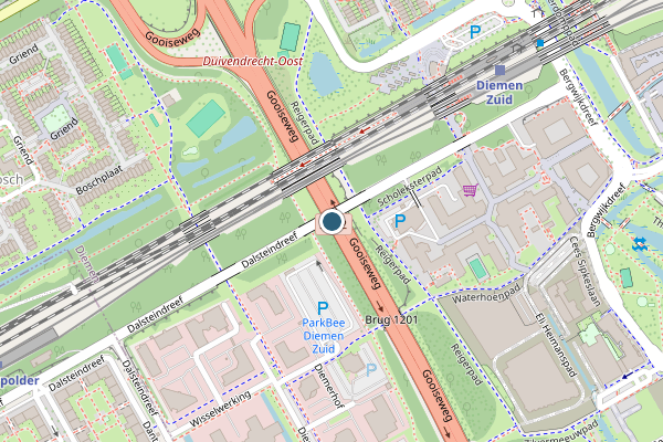 Politie-melding op Gooiseweg, Diemen op 26 juli, kaart-overzicht