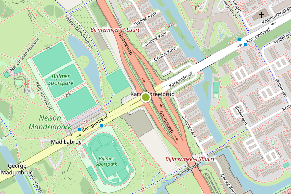 Ambulance-melding op Karspeldreef, Amsterdam op 26 juli, kaart-overzicht