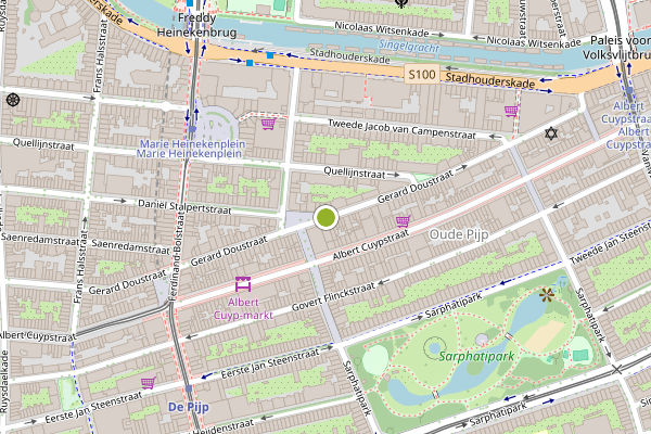 Ambulance-melding op Gerard Doustraat, Amsterdam op 26 juli, kaart-overzicht