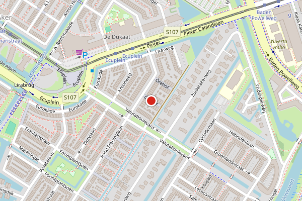 Brandweer-melding op Orehof, Amsterdam op 27 juli, kaart-overzicht