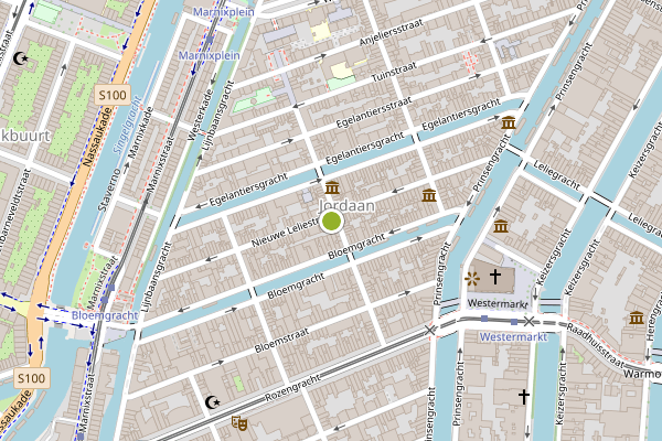 Ambulance-melding op Nieuwe Leliestraat, Amsterdam op 17 mei, kaart-overzicht