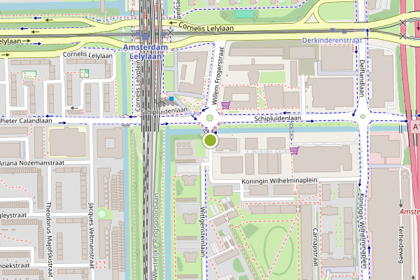 Ambulance-melding op Koningin Wilhelminaplein, Amsterdam op 17 mei, kaart-overzicht