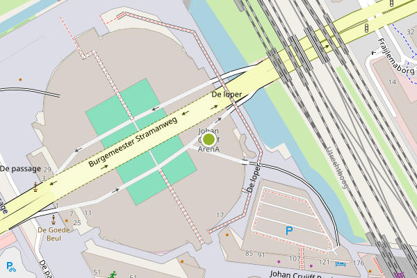 Ambulance-melding op Johan Cruijff Boulevard, Amsterdam op 17 mei, kaart-overzicht
