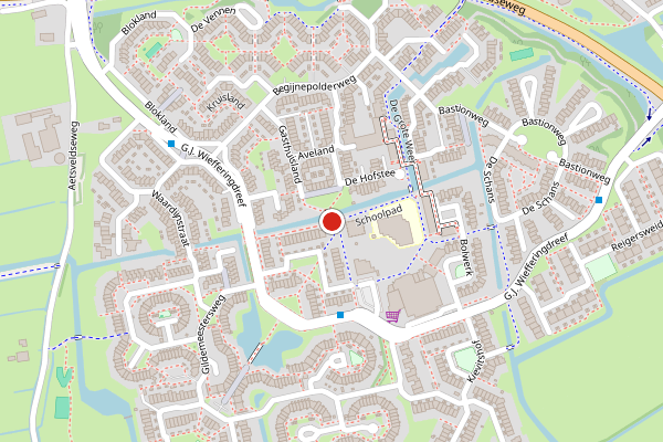 Brandweer-melding op Schoolpad, Weesp op 27 juli, kaart-overzicht