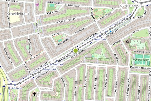 Ambulance-melding op Rooseveltlaan, Amsterdam op 27 juli, kaart-overzicht