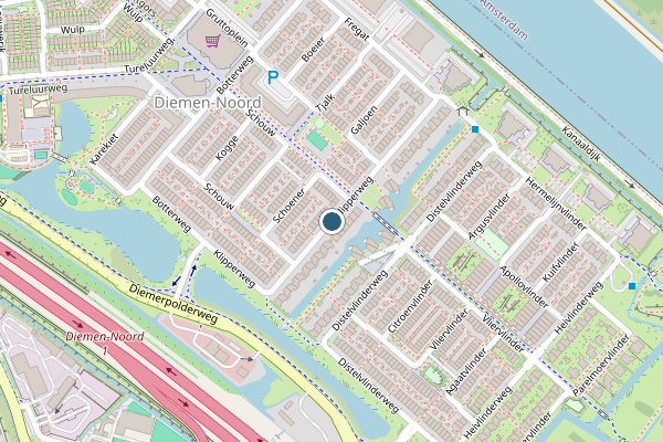 Politie-melding op Klipperweg, Diemen op 27 juli, kaart-overzicht