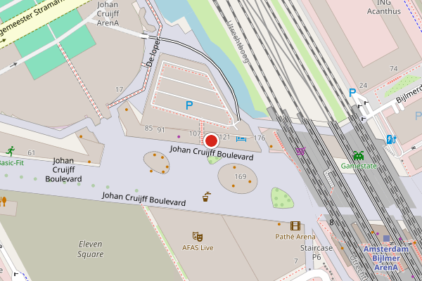 Brandweer-melding op Johan Cruijff Boulevard, Amsterdam op 27 juli, kaart-overzicht
