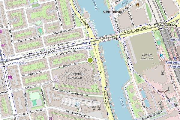 Ambulance-melding op Amsteldijk, Amsterdam op 27 juli, kaart-overzicht