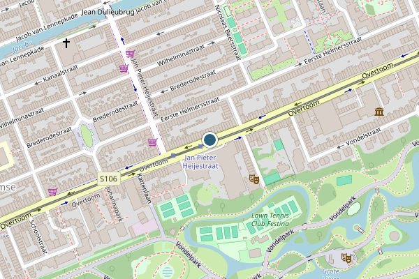 Politie-melding op Overtoom, Amsterdam op 27 juli, kaart-overzicht