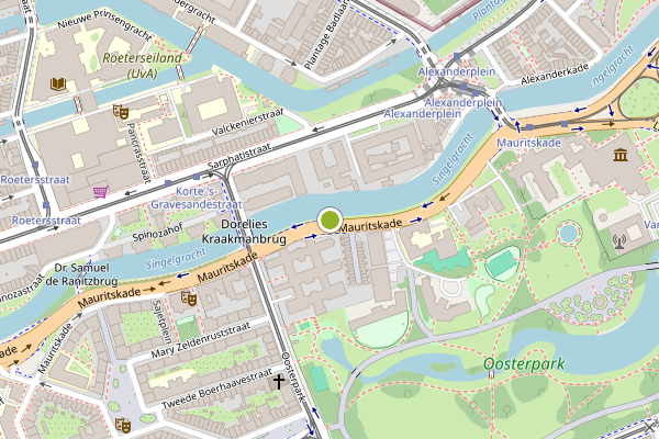 Ambulance-melding op Mauritskade, Amsterdam op 27 juli, kaart-overzicht