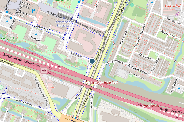 Politie-melding op Beneluxbaan, Amstelveen op 28 juli, kaart-overzicht