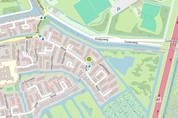 Ambulance-melding op Soerense Beek, Zaandam op 28 juli, kaart-overzicht