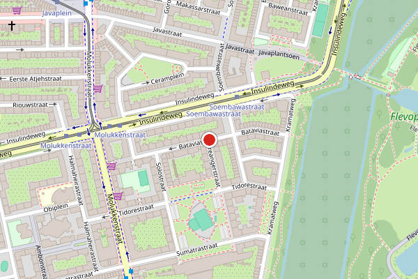 Brandweer-melding op Bataviastraat, Amsterdam op 28 juli, kaart-overzicht