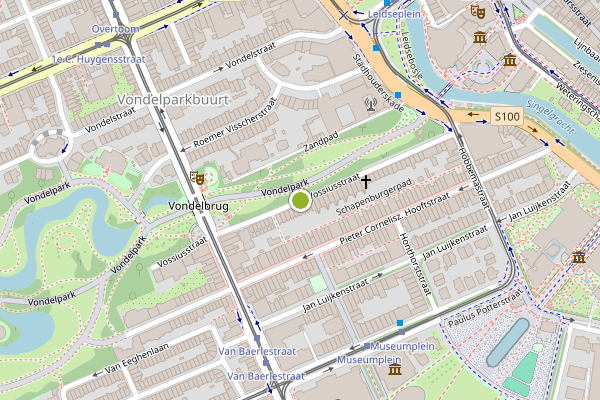 Ambulance-melding op Vossiusstraat, Amsterdam op 28 juli, kaart-overzicht