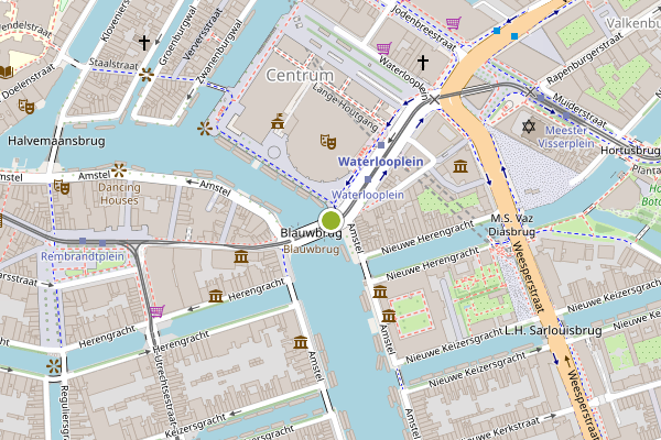 Ambulance-melding op Blauwbrug, Amsterdam op 29 juli, kaart-overzicht