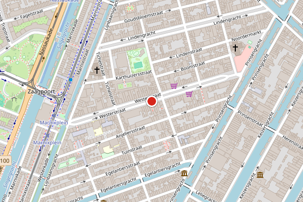 Brandweer-melding op Westerstraat, Amsterdam op 29 juli, kaart-overzicht