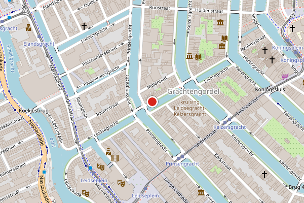 Brandweer-melding op Leidsegracht, Amsterdam op 29 juli, kaart-overzicht